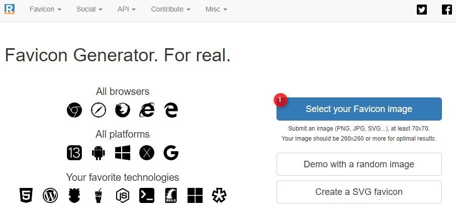 ファビコンをアップロード